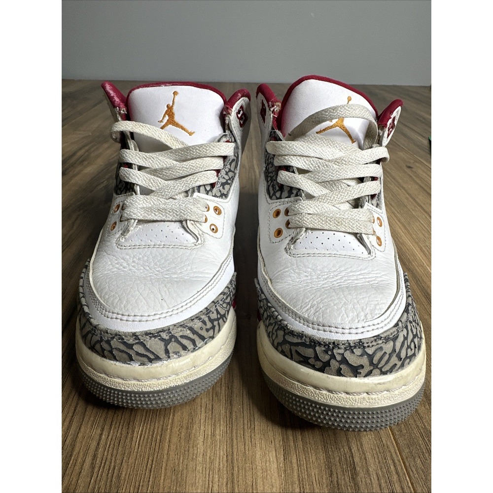Size 6.5Y Nike‎ Air Jordan 3 Retro GS Cardinal Red White Youth Shoes 398614-126 - Picture 2 of 13